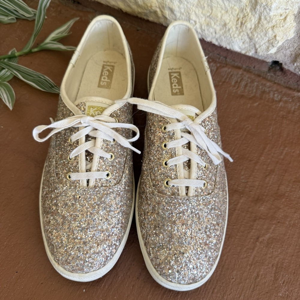 Keds Champion Gold Glitter Celebrations Lace Up Wedding Sneakers Women's  9